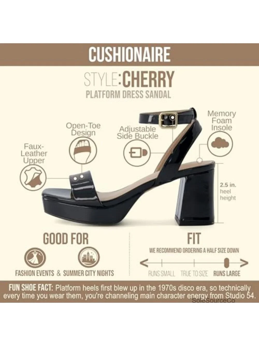 Cushionaire Cherry Platform Sandal Ankle Strap Memory Foam